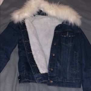 Faux fur Denim jacket with fur interior